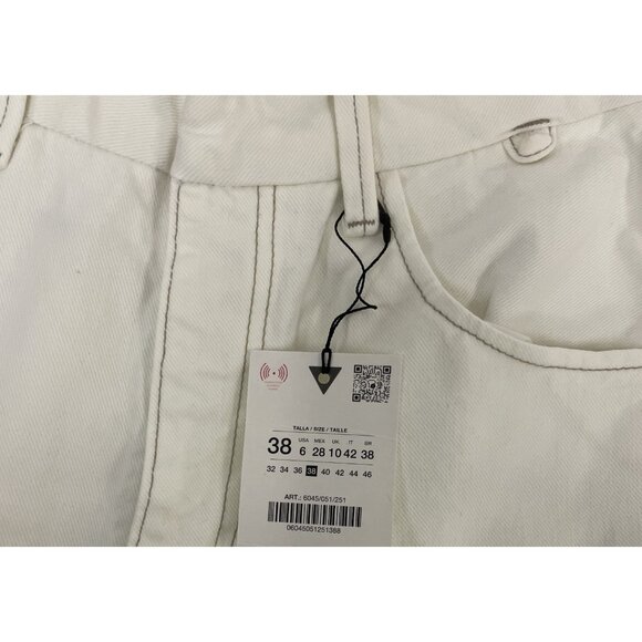Zara Womens Jeans EU 38 US 6 Barrel-Leg White High-Waist Stretch 6045/051 NWT - Picture 15 of 16
